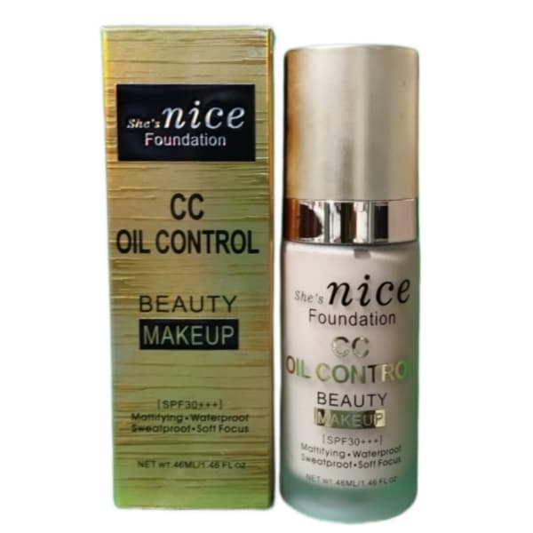 کرم پودر شیشه ای cc نایس she’s nice foundation حجم 46 میل