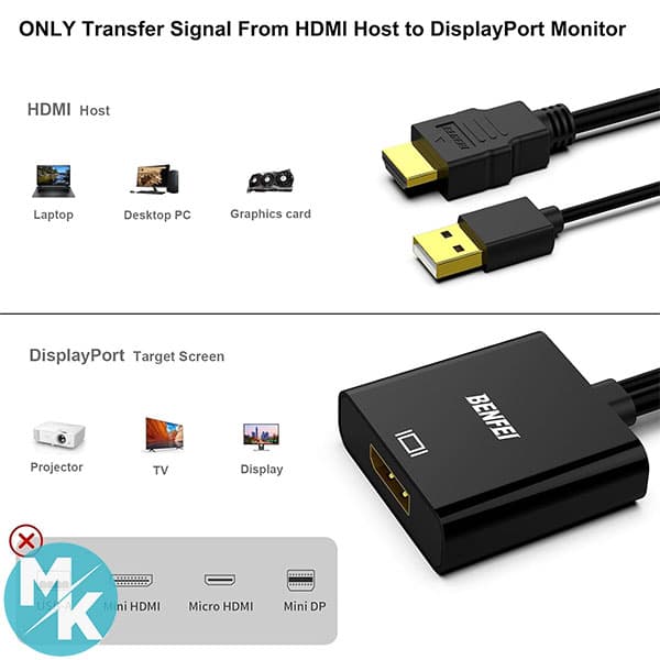 مبدل HDMI به DisplayPort برند BENFEI مدل 000152black — تصویر ۸