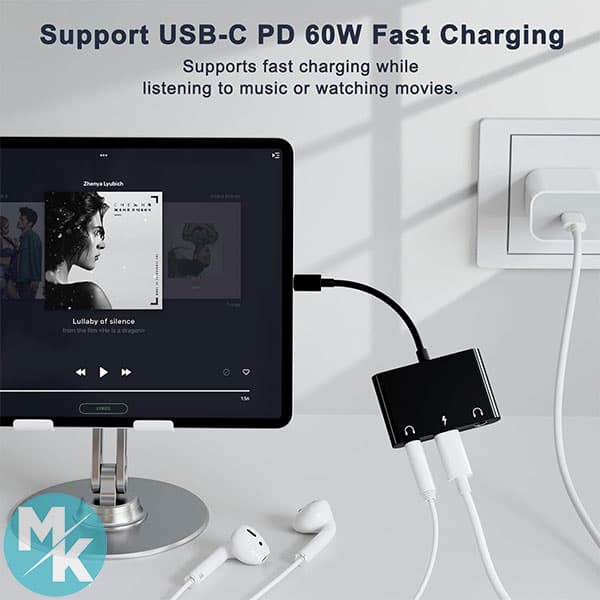 مبدل USB C به Jack 3.5mm برند UWECAN مدل 3 در 1 — تصویر ۵