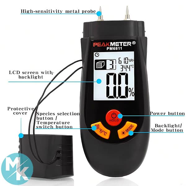 رطوبت سنج چوب برند PEAKMETER مدل PMA6811A — تصویر ۸
