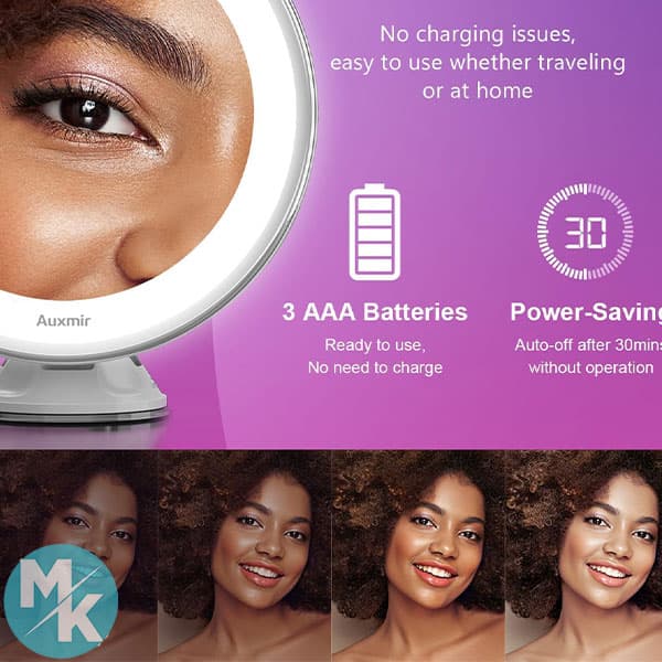 آینه آرایشی LED با بزرگنمایی 10X برند Auxmir مدل BM-1410 — تصویر ۱۱