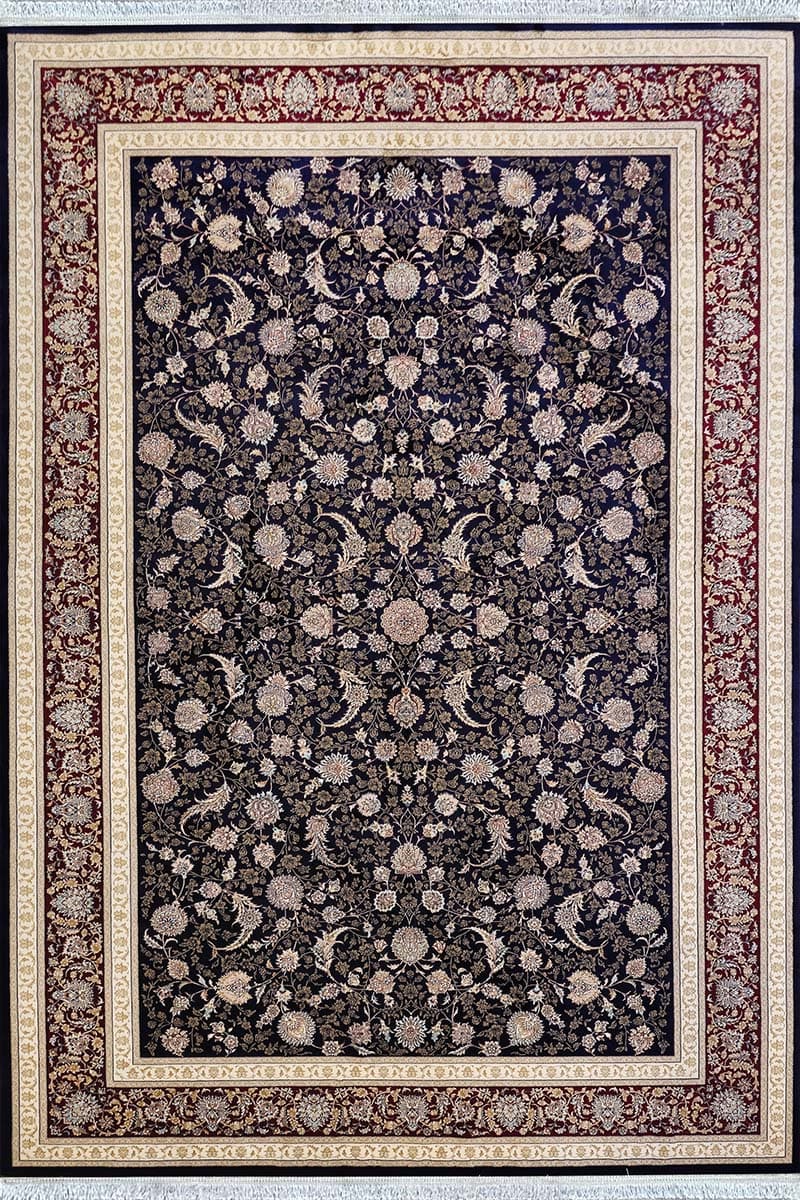 فرش ماشینی مدرن سیزان کاشان – کد رستا سرمه ای لاکی 12820 sl — تصویر ۲