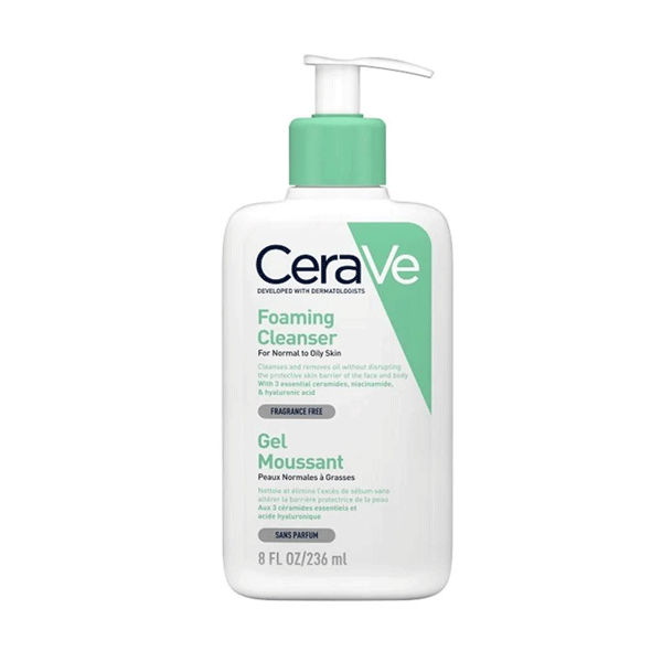 ژل شستشوی صورت سراوی مخصوص پوست نرمال تا چرب cerave foaming cleanser حجم 236میل ( اورجینال)