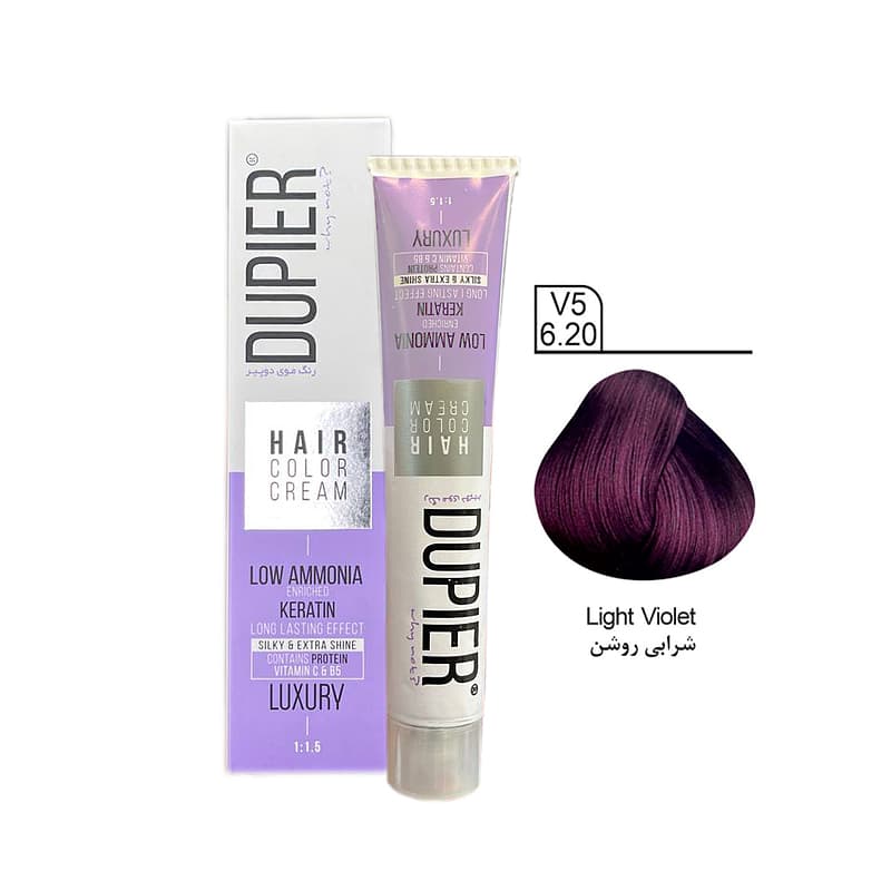رنگ مو دوپیر کم آمونیاک شماره V5 شرابی روشن