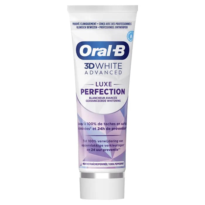 خمیر دندان اورال بی ادونسد لوکس پرفکشن | سفیدکننده و محافظ مینای دندان 75 میل Oral-B 3D White Advanced Perfection — تصویر ۵