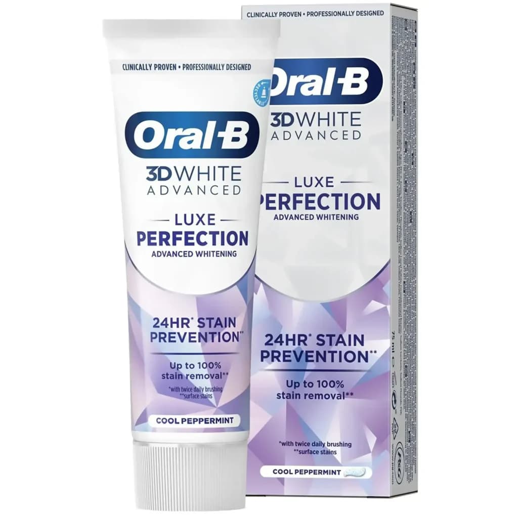 خمیر دندان اورال بی ادونسد لوکس پرفکشن | سفیدکننده و محافظ مینای دندان 75 میل Oral-B 3D White Advanced Perfection — تصویر ۶