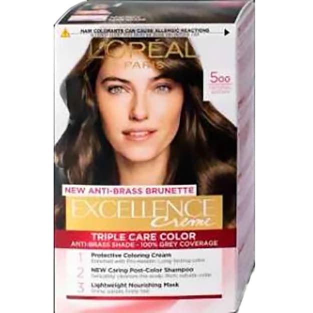رنگ مو لورآل شماره 5.00 قهوه‌ای روشن طبیعی L’Oreal Triple Care Hair Color 5.00 True Light Brown — تصویر ۲