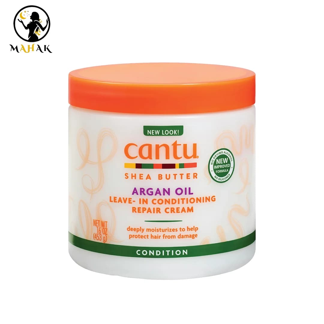 کرم موی آبرسان و ترمیم‌کننده بدون نیاز به آبکشی کانتو شی باتر و روغن آرگان ۴۵0 گرم Cantu Shea Butter Argan Oil Leave-In Conditioning Repair Cream — تصویر ۱۰