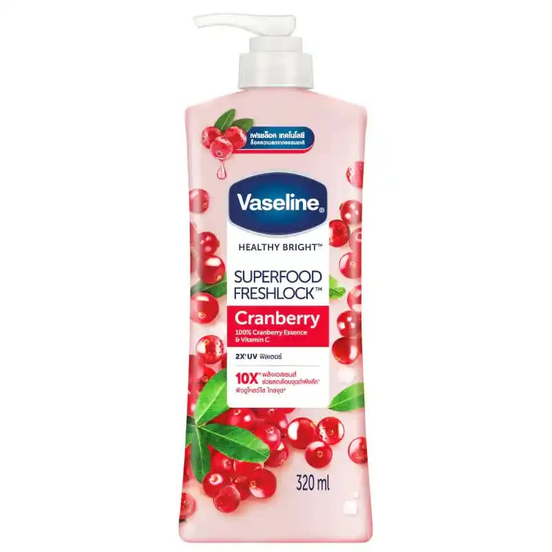 لوسیون بدن وازلین زغال اخته (کرن‌بری) سوپرفود فرش‌لاک 500 میل Vaseline Healthy Bright Superfood Freshlock Cranberry