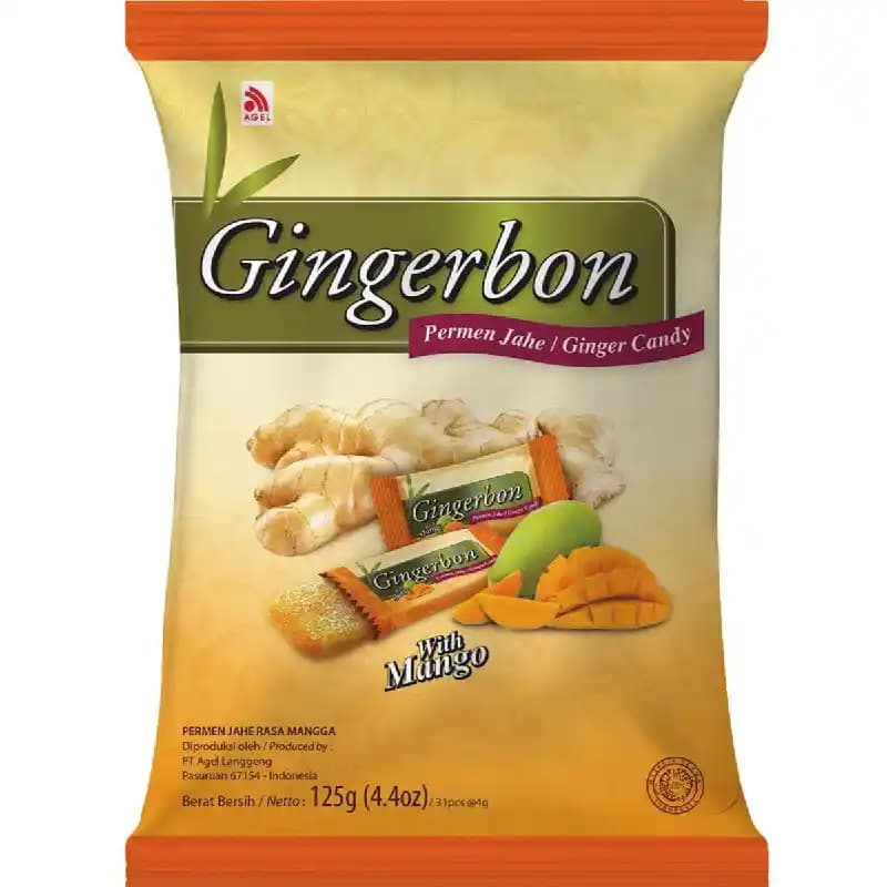 پاستیل/آبنبات زنجبیلی با طعم انبه جینجر بون 125گرم Gingerbon Ginger Chewy Candy with Mango
