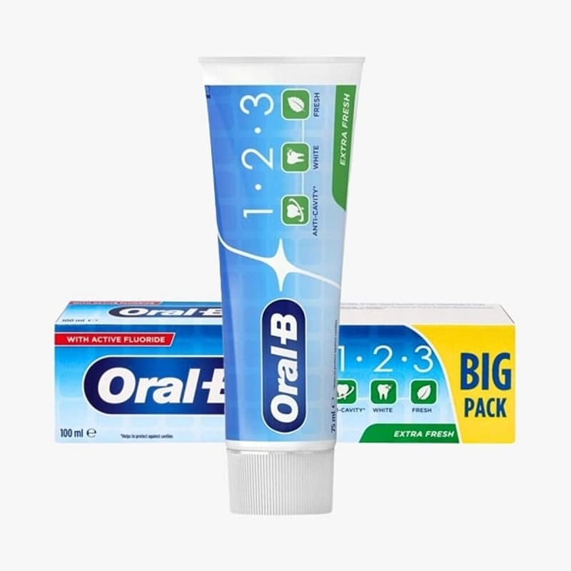 خمیر دندان سه کاره اورال بی 1-2-3 اکسترا فرش 100 میل Oral-B Extra Fresh 1.2.3 — تصویر ۸