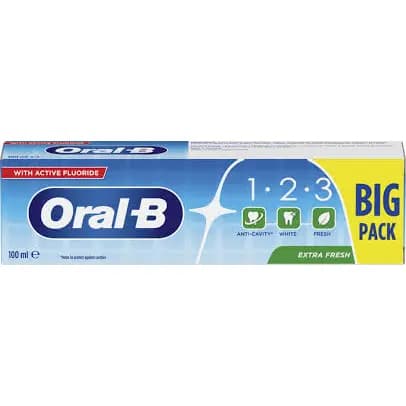 خمیر دندان سه کاره اورال بی 1-2-3 اکسترا فرش 100 میل Oral-B Extra Fresh 1.2.3