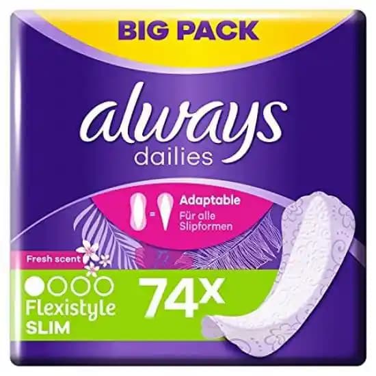 نوار بهداشتی نازک و چسبان روزانه آلویز 74 عددی Always Dailies Flexistyle Slim Fresh — تصویر ۳