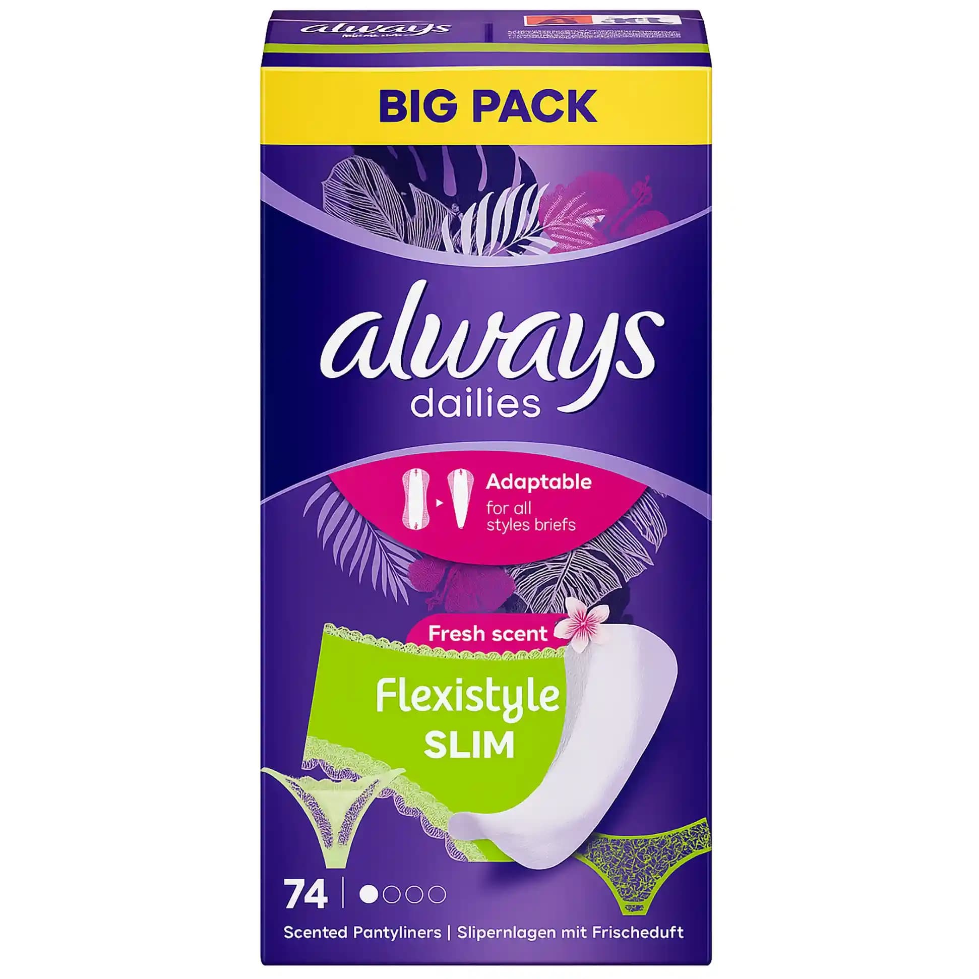 نوار بهداشتی نازک و چسبان روزانه آلویز 74 عددی Always Dailies Flexistyle Slim Fresh