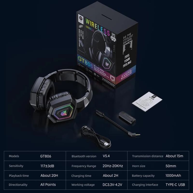 هدست بی‌سیم گیمینگ اونیکوما مدل Onikuma GT806 — تصویر ۹