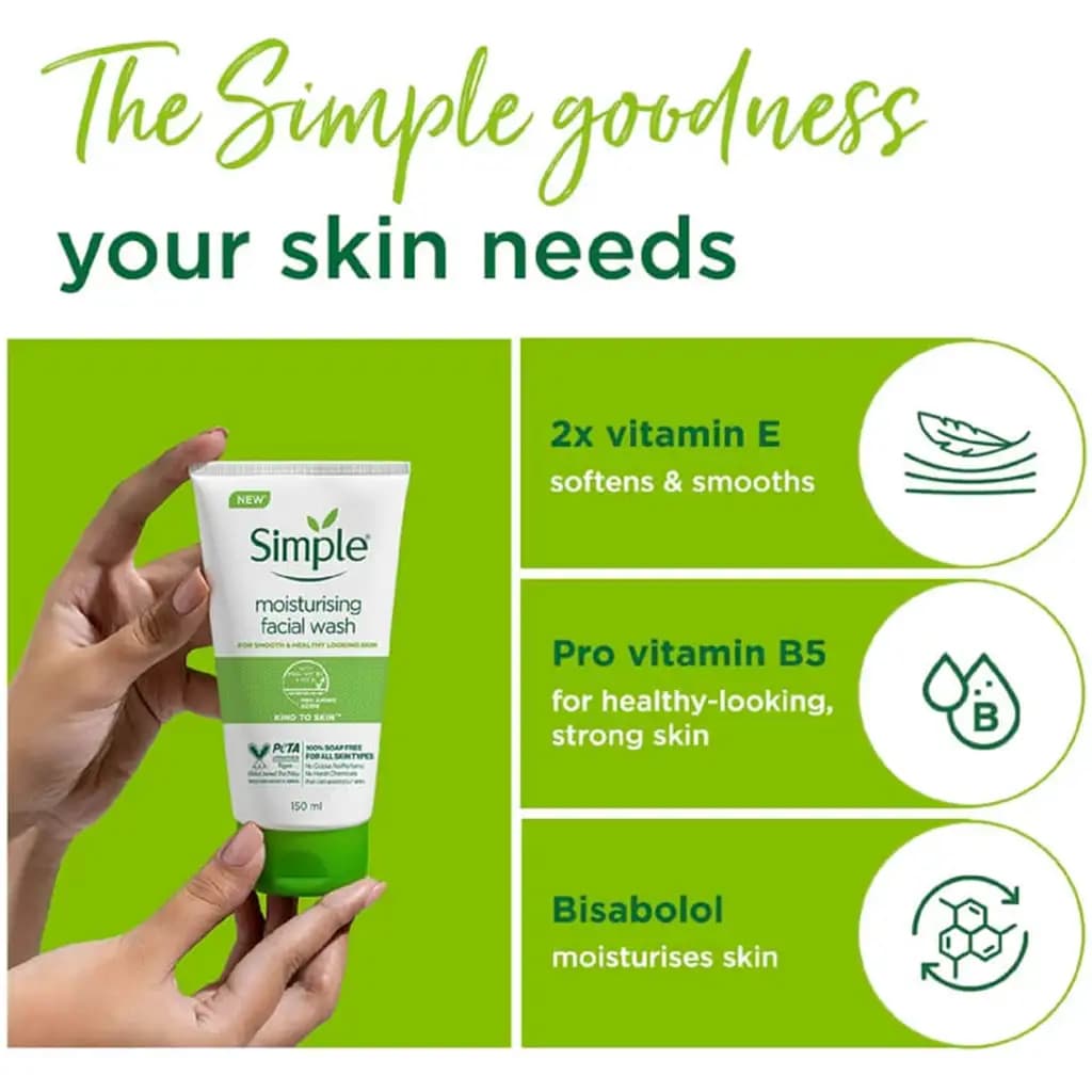 ژل شستشو و مرطوب کننده سیمپل Simple Moisturising facial wash — تصویر ۹