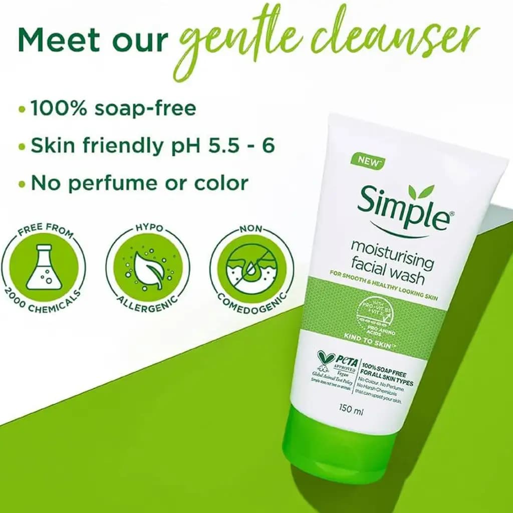 ژل شستشو و مرطوب کننده سیمپل Simple Moisturising facial wash — تصویر ۴