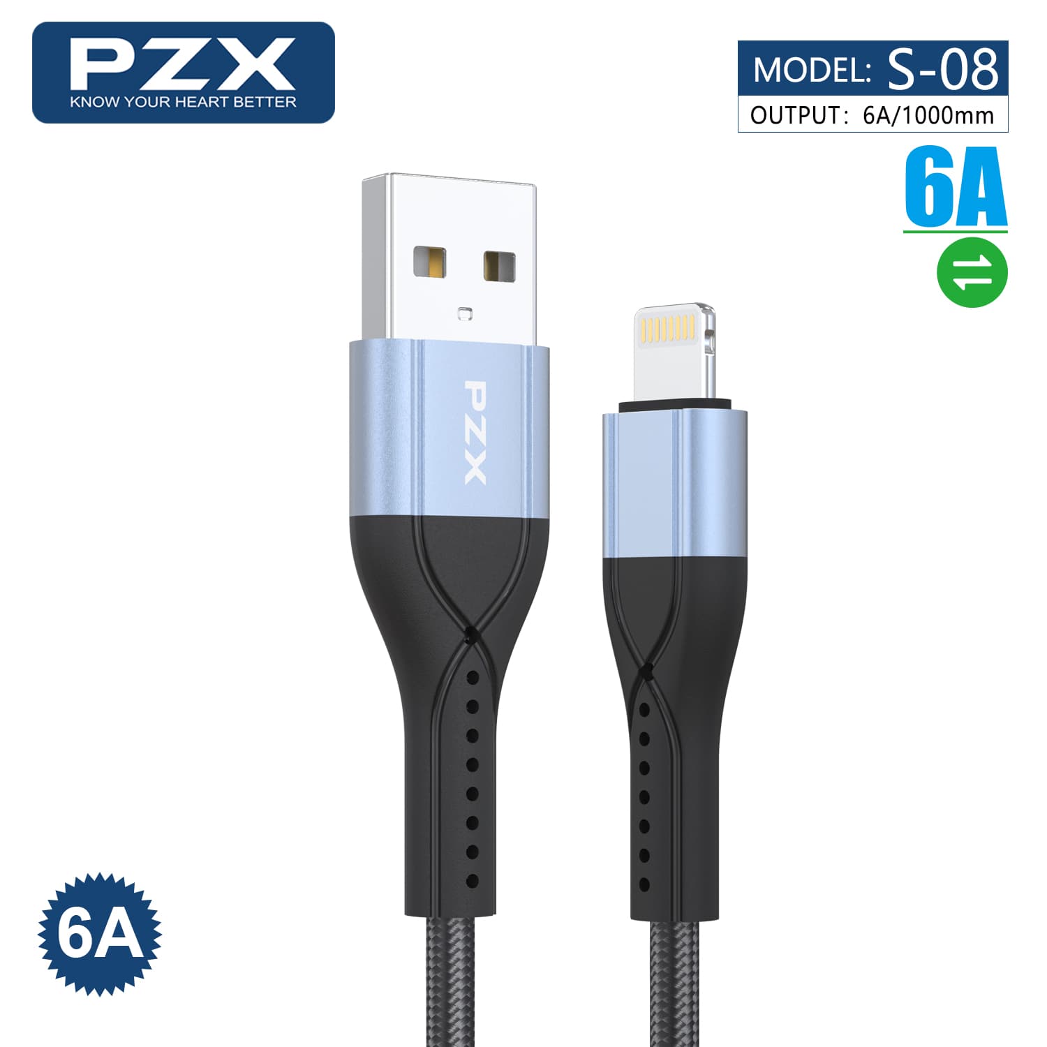 کابل شارژ آیفونی مدل s08 PZX — تصویر ۵