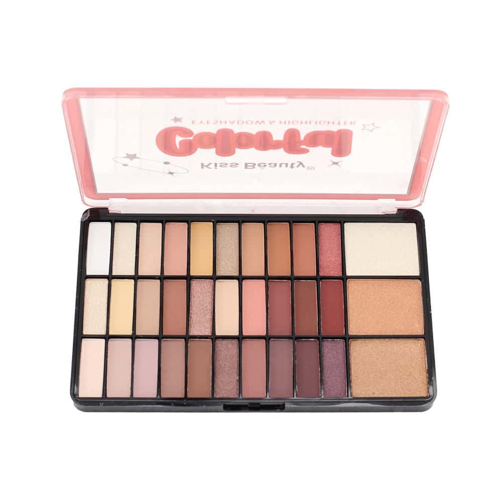 پالت سایه و هایلایتر کیس بیوتی اورجینال Kiss Beauty Colorful Eyeshadow / Highlighter Palette — تصویر ۱۱