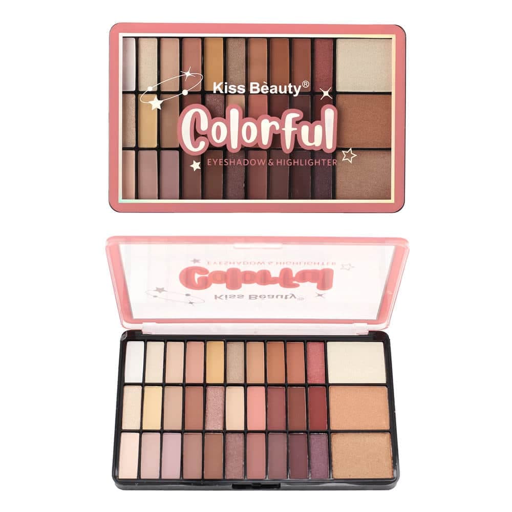 پالت سایه و هایلایتر کیس بیوتی اورجینال Kiss Beauty Colorful Eyeshadow / Highlighter Palette