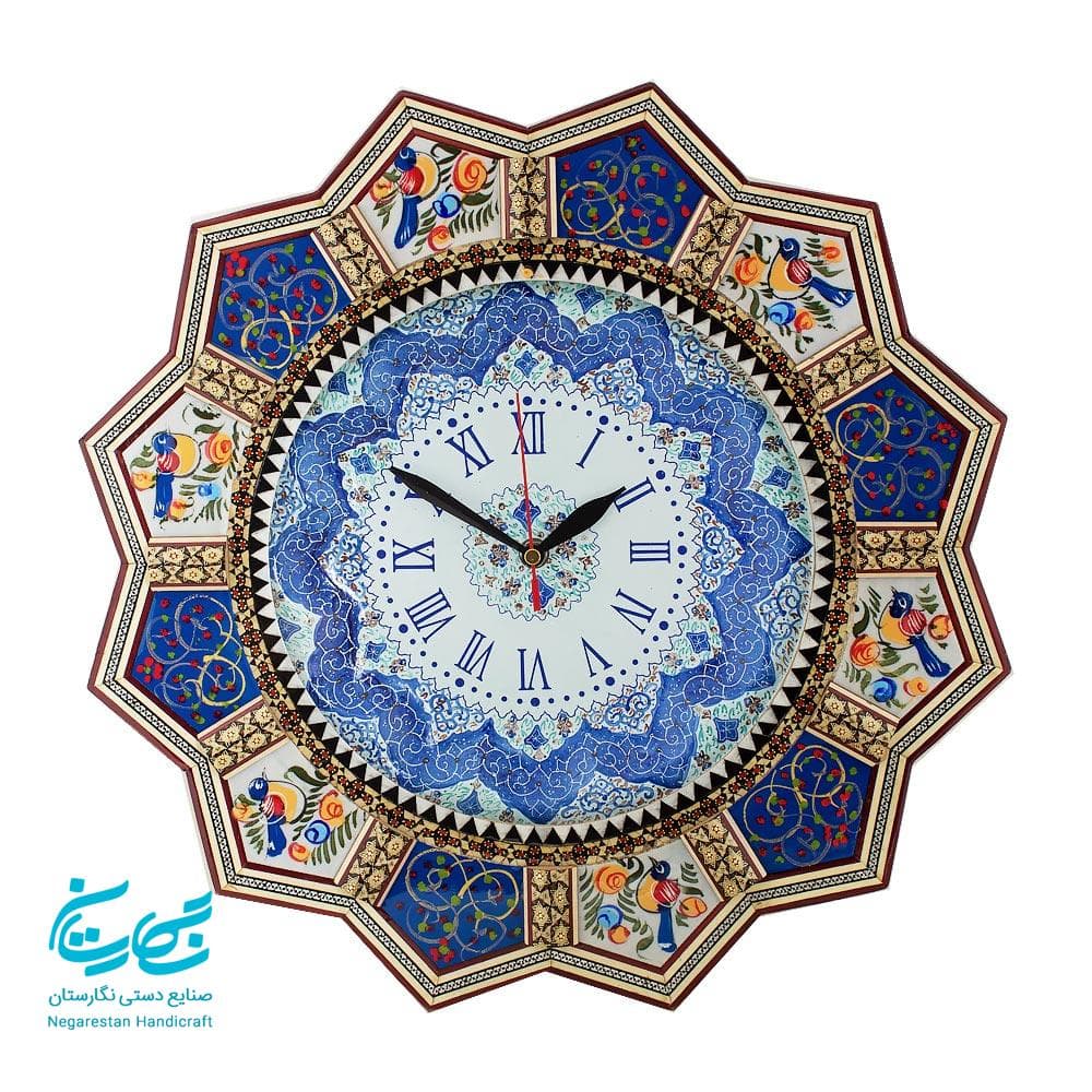 ساعت دیواری خاتم کاری خورشیدی 42 سانتی — تصویر ۲