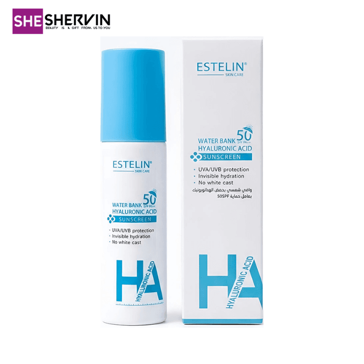 ضدآفتاب آبرسان هیالورونیک اسید واتر بانک استلین حجم 60گرم Estelin Water Bank Hyaluronic Acid Sunscreen++SPF50 PA — تصویر ۱۱