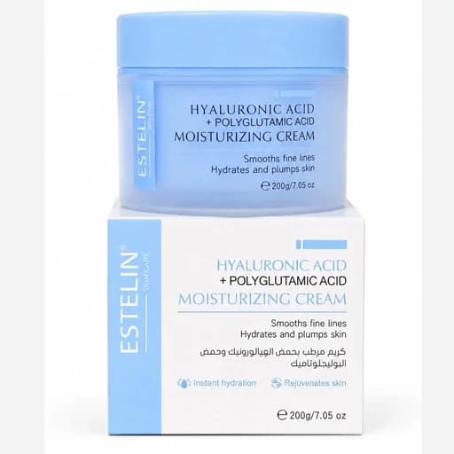کرم هیالورونیک اسید و پلی گلوتامیک اسید استلین اصل 200 گرم Estelin Hyaluronic Acid Polyglutamic Acid Moisturizing Cream — تصویر ۱۰