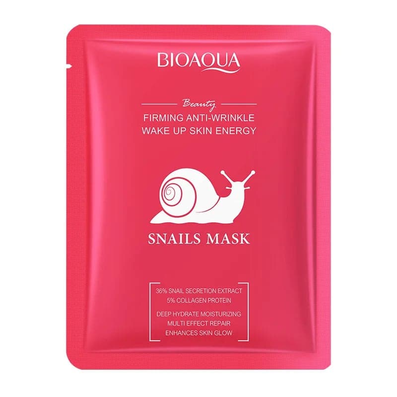 ماسک ورقه‌ ای حلزون و کلاژن بیوآکوا 25میل BIOAQUA SNAILS Facial Mask