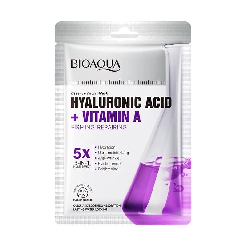 ماسک ورقه‌ ای هیالورونیک اسید و ویتامین آ بیوآکوا 25میل BIOAQUA HYALURONIC ACID +VITAMIN A Facial Mask — تصویر ۲