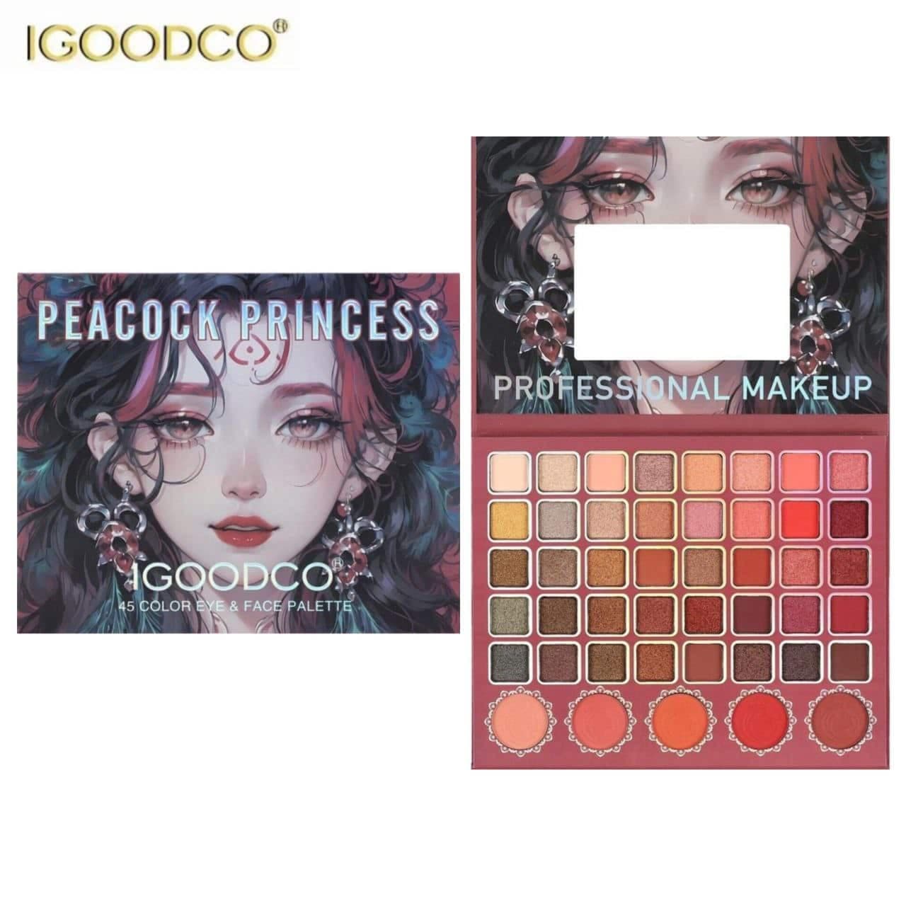 پالت آرایشی آی گود کو مدل پرنسس طاووس 45 رنگ اورجینال IGOODCO 45 colors Eye & Face Palette — تصویر ۲