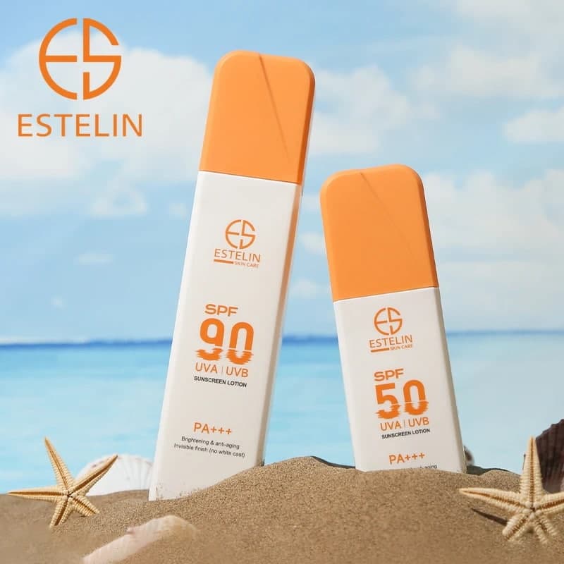 لوسیون ضد آفتاب روشنکننده و ضدپیری استلین 120گرم ESTELIN Brightening & Anti aging Sunscreen Lotion SPF90 — تصویر ۷