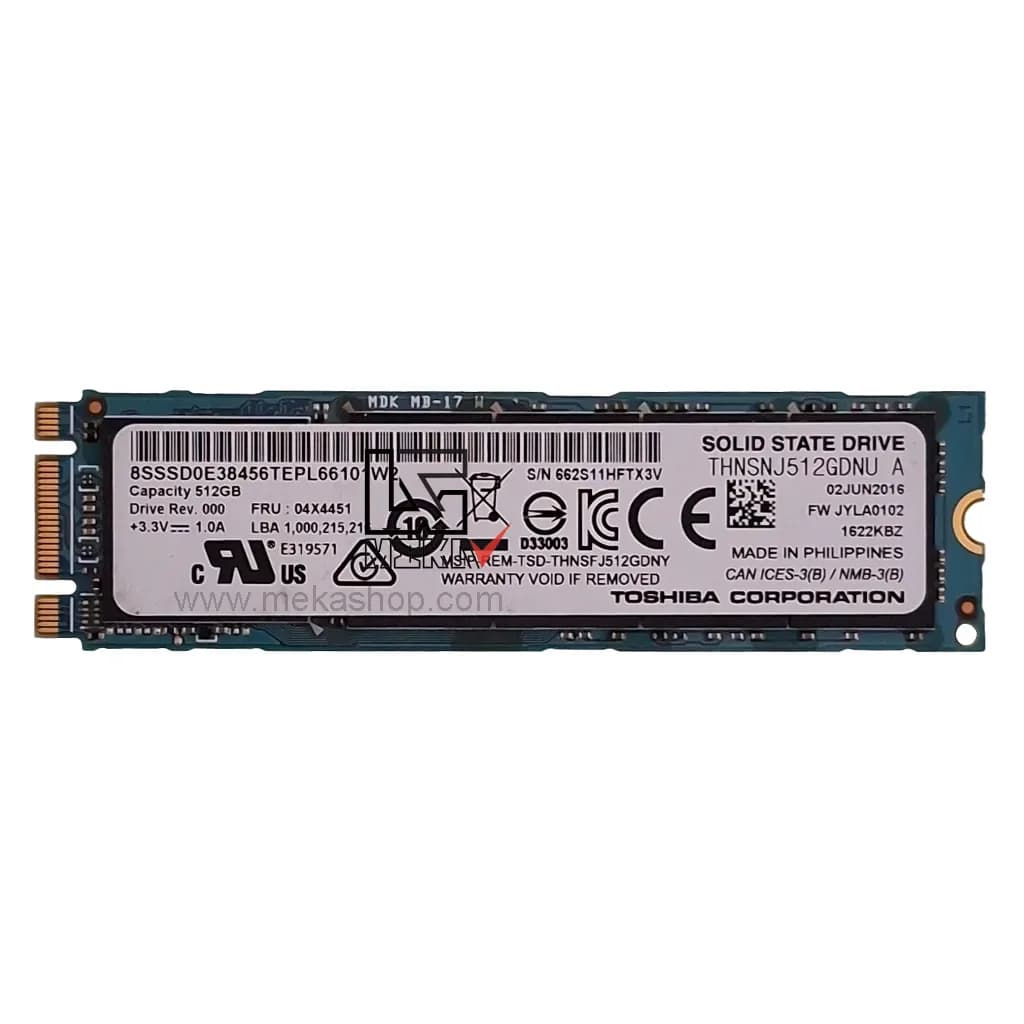 هارد اس اس دی لپ تاپ توشیبا 512 گیگابایت SSD NVME M.2 SERIES 512 GB دو شیار