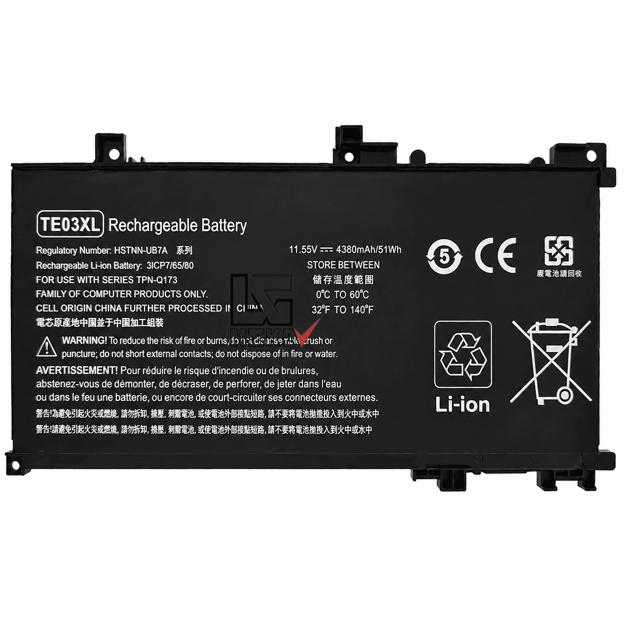 باتری لپ تاپ اچ پی HP Omen 15-AX مدل TE03XL