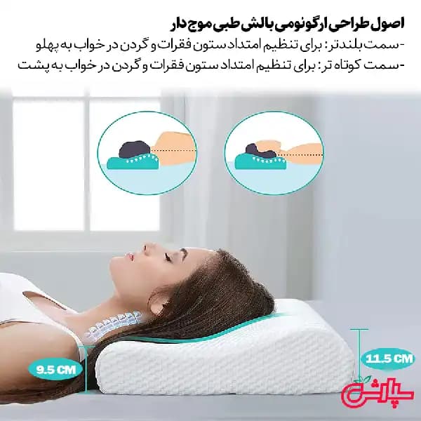 بالش طبی ارتوپدیک مموری فوم موج دار – سایز XL — تصویر ۳