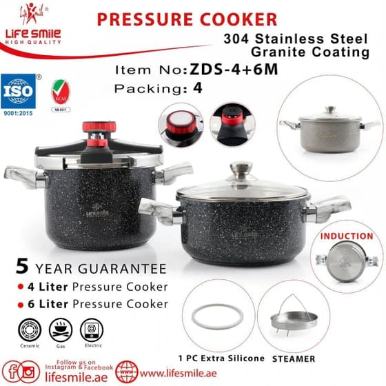 زودپز دوقلو لایف اسمایل کلیپسی سایز 4 و 6 لیتر مدل ZDS-4+6M
