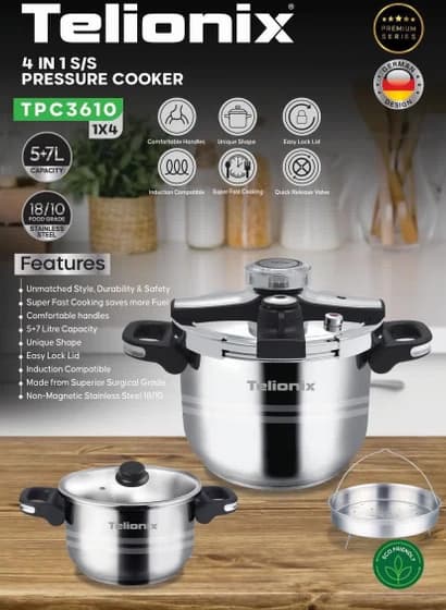 زودپز دوقلو ۴ کاره استیل تلیونیکس مدل Telionix TPC3610 — تصویر ۳