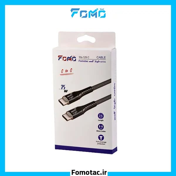 کابل شارژ دو سر تایپ‌سی کوتاه 25 cm برند فوموتک(Fomotac) مدل WS-129C — تصویر ۲