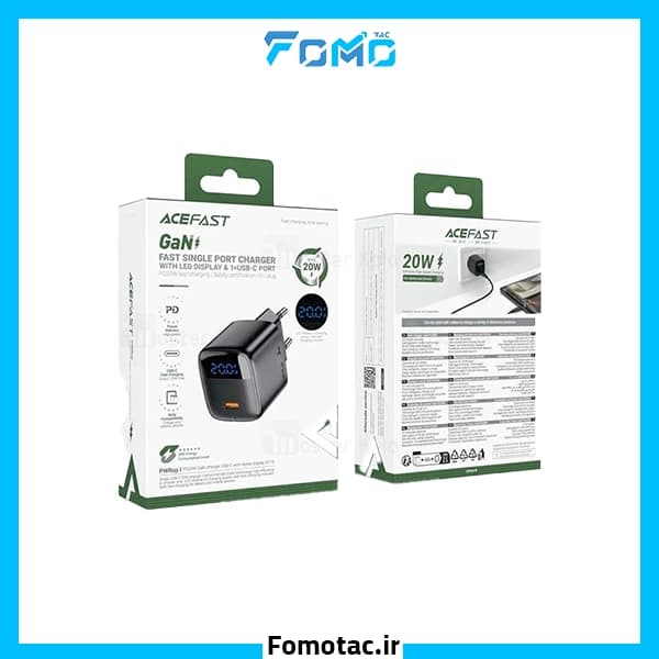 شارژر دیواری20W GaN ایس فست(ACEFAST) مدل A113 _ به همراه کابل تایپ سی — تصویر ۶