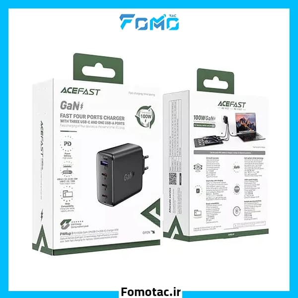 شارژر دیواری100W GaN ایس فست(ACEFAST) _ 4 پورت — تصویر ۵