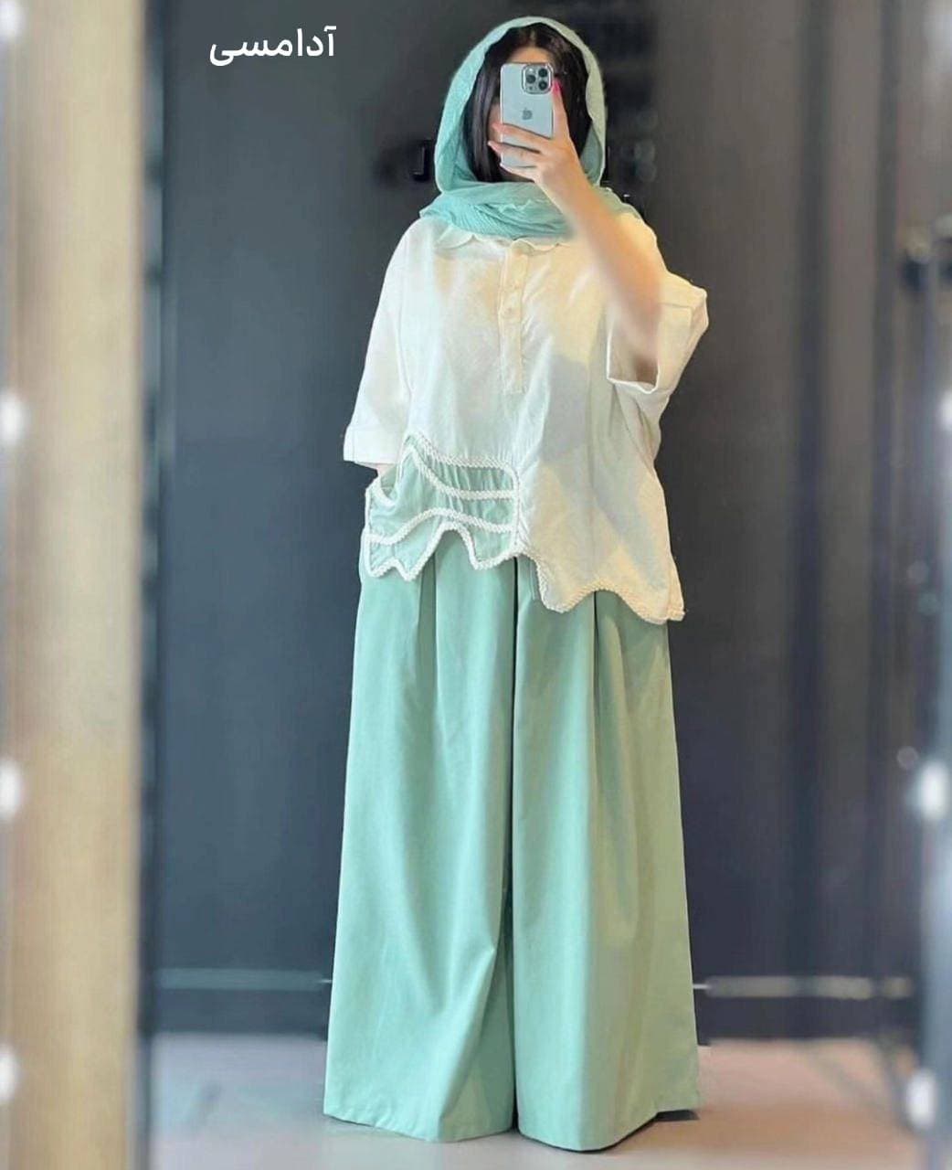 ست تکه دوزی بالاتنه و شلوار کد te2251