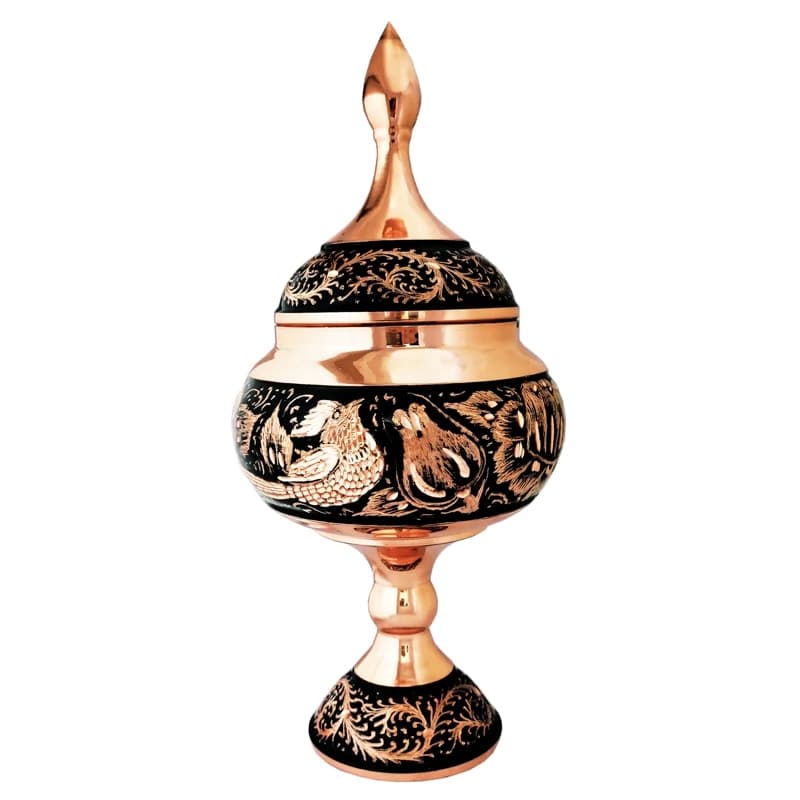 شکلات خوری مسی پایه دار مدل الماس تراش ارتفاع 23 — تصویر ۷