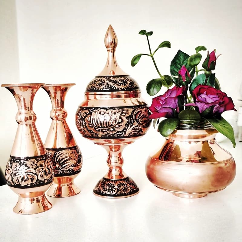 شکلات خوری مسی پایه دار مدل الماس تراش ارتفاع 23 — تصویر ۶