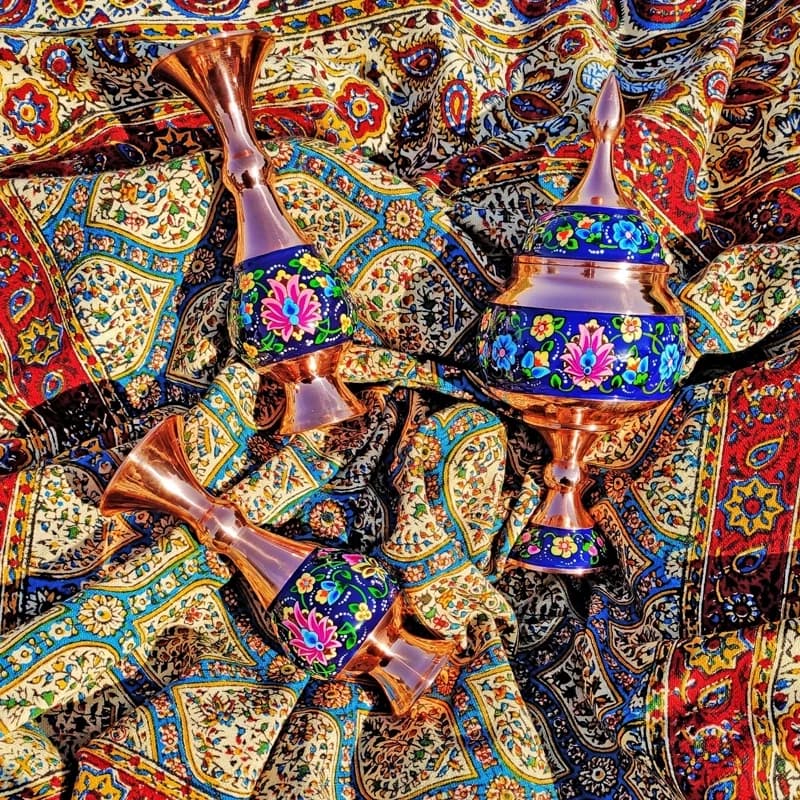 گلدان مسی و پرداز ارتفاع 16 سانتی بسته دو عددی — تصویر ۷