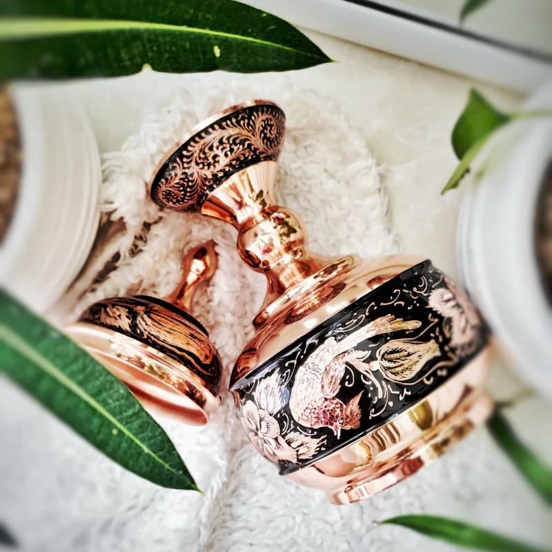 شکلات خوری مسی مدل الماس تراش ارتفاع 28 — تصویر ۹