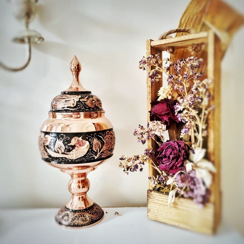 شکلات خوری مسی مدل الماس تراش ارتفاع 28 — تصویر ۳