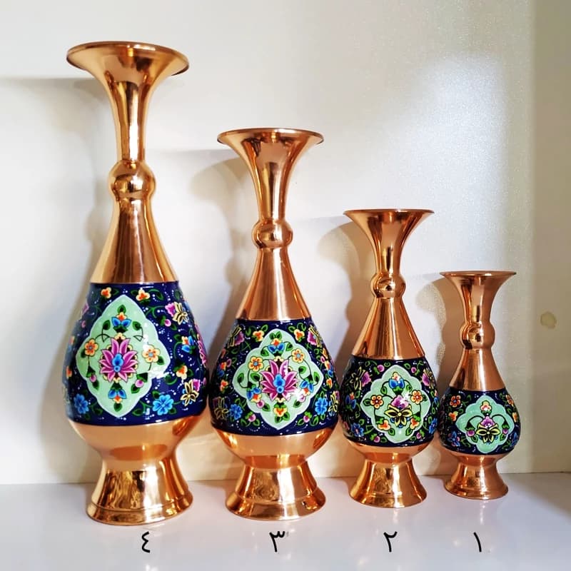 گلدان مسی و پرداز ارتفاع 20 سانتی مجموعه دو عددی — تصویر ۹