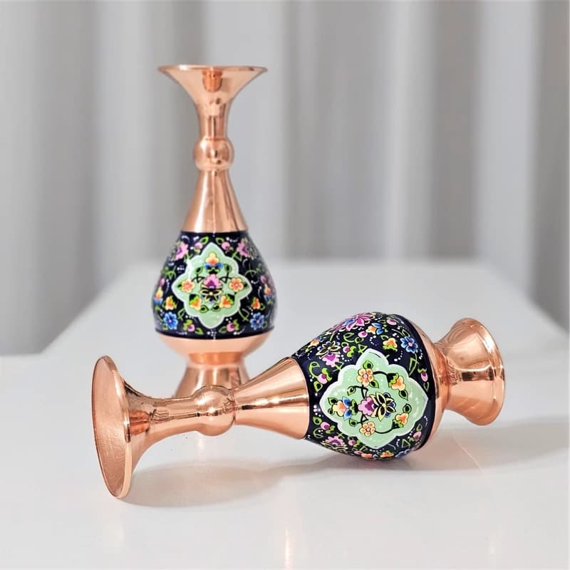 گلدان مسی و پرداز ارتفاع 20 سانتی مجموعه دو عددی — تصویر ۶