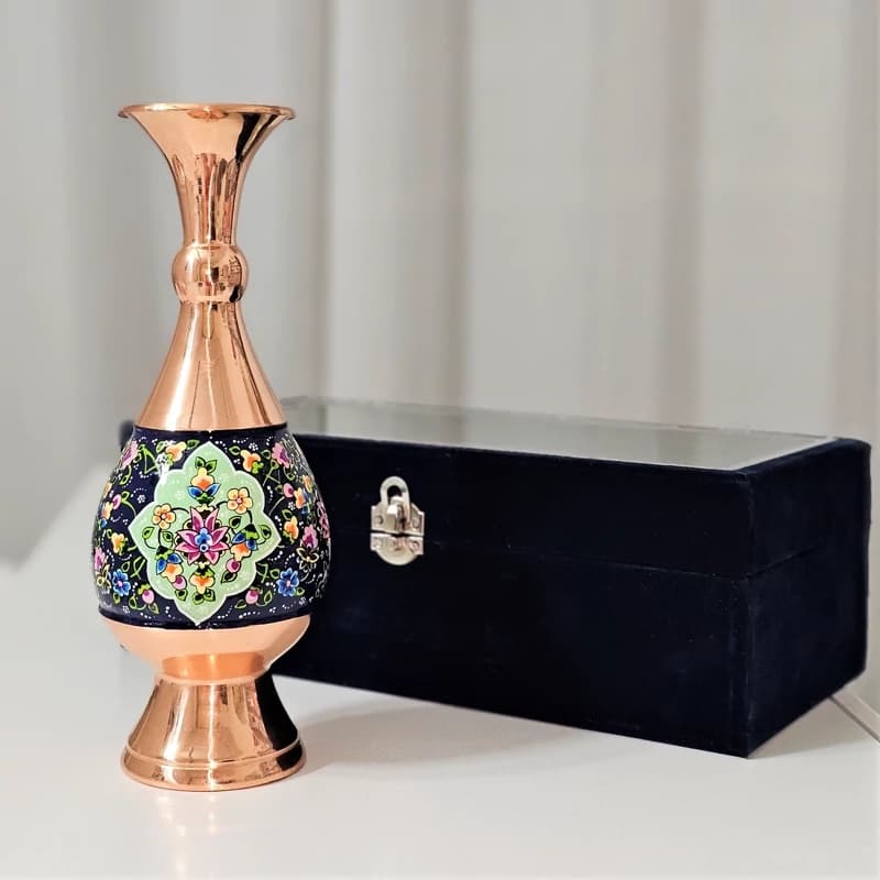 گلدان مسی و پرداز ارتفاع 25سانت به همراه جعبه فانتزی مناسب هدیه — تصویر ۷