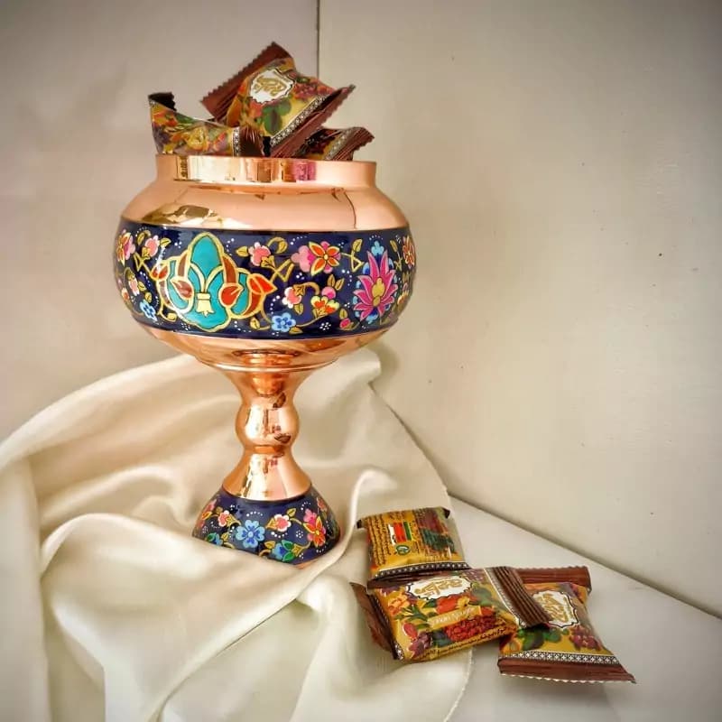شکلات خوری مس و پرداز طلایی ارتفاع 28 — تصویر ۹