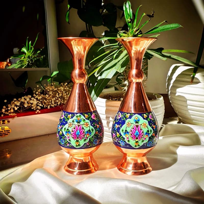 گلدان مسی و پرداز 25 سانتی — تصویر ۶